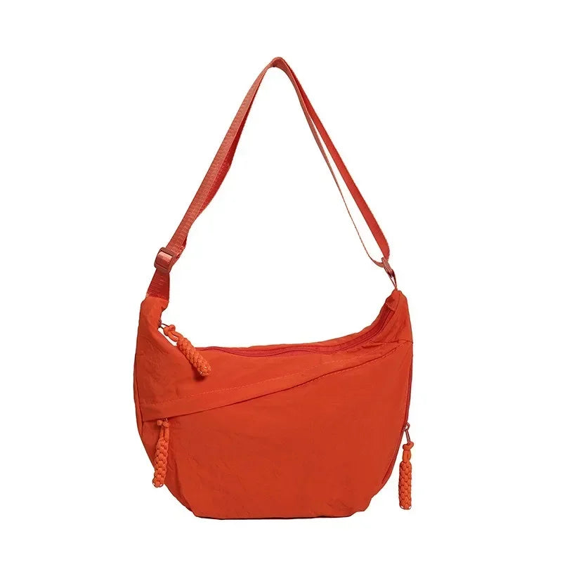 Women'S Simple Solid Color Canvas Dumpling Bag Casual Handbag Personalized Men'S Shoulder Bag Daily Use
