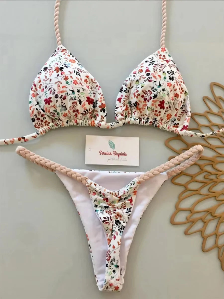 Micro Bikinis  Women Swimsuit New Sexy Swimwear Halter Bikini Set Brazilian Biquini Female Thong Beachwear Party Wear