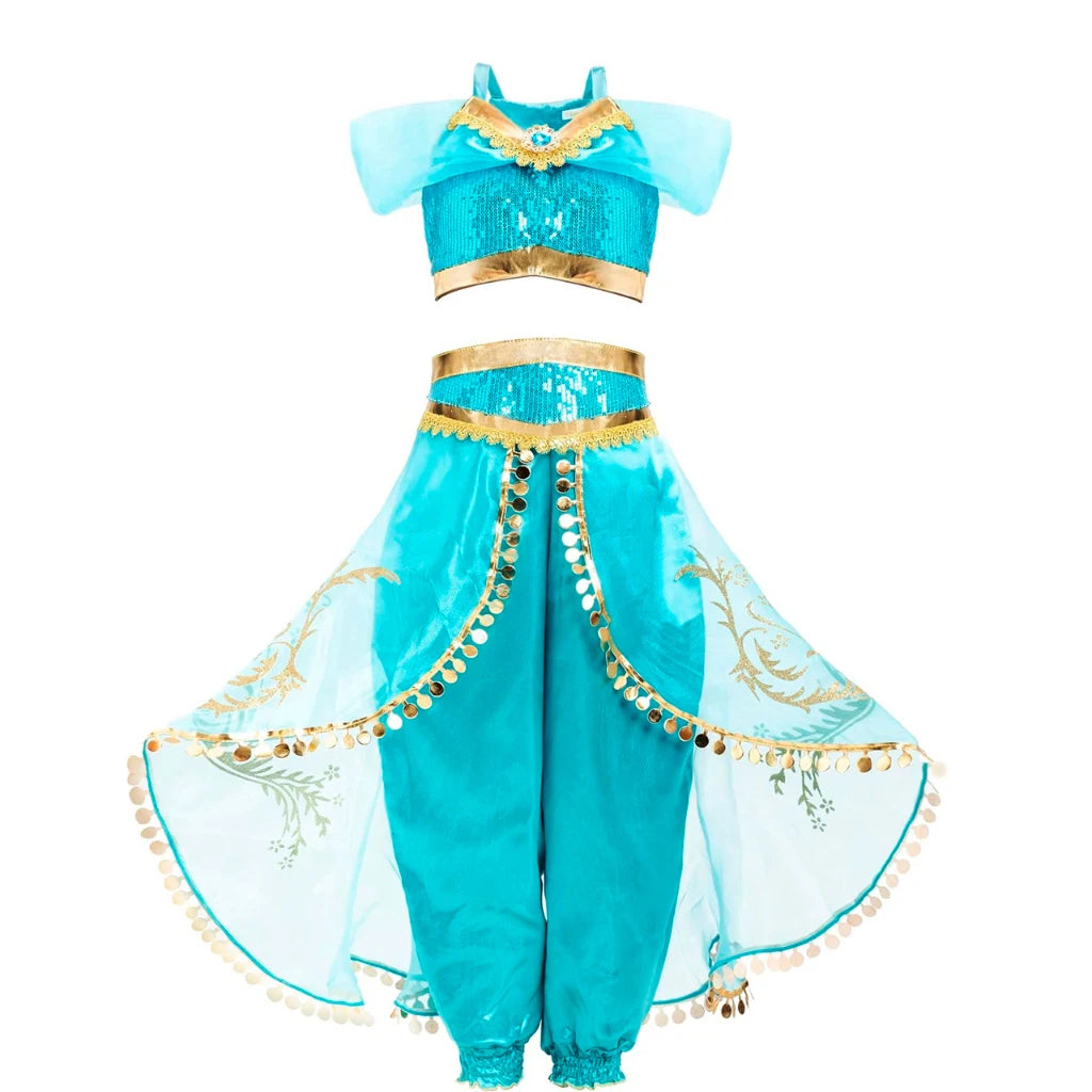 Aladding and the Magic Lamp Jasmine Fairy Costume Princess Dress up for Little Girl Fancy  Halloween Carnival Cosplay Outfit