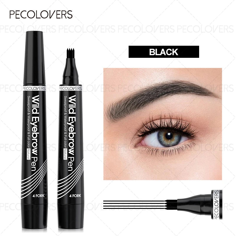 4 Fork Eyebrow Pen,Waterproof Smooth,Non-Dyeing Eyebrow Pencil,Fast drying,Long-Lasting Liquid Eyebrow Pen