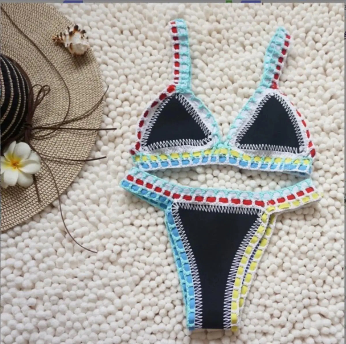 Pink Crochet Bikini  Sexy Women Swimsuit Female Swimwear Micro Bikini Set Bandeau Swimming Suit Beachwear Brazilian Biquini