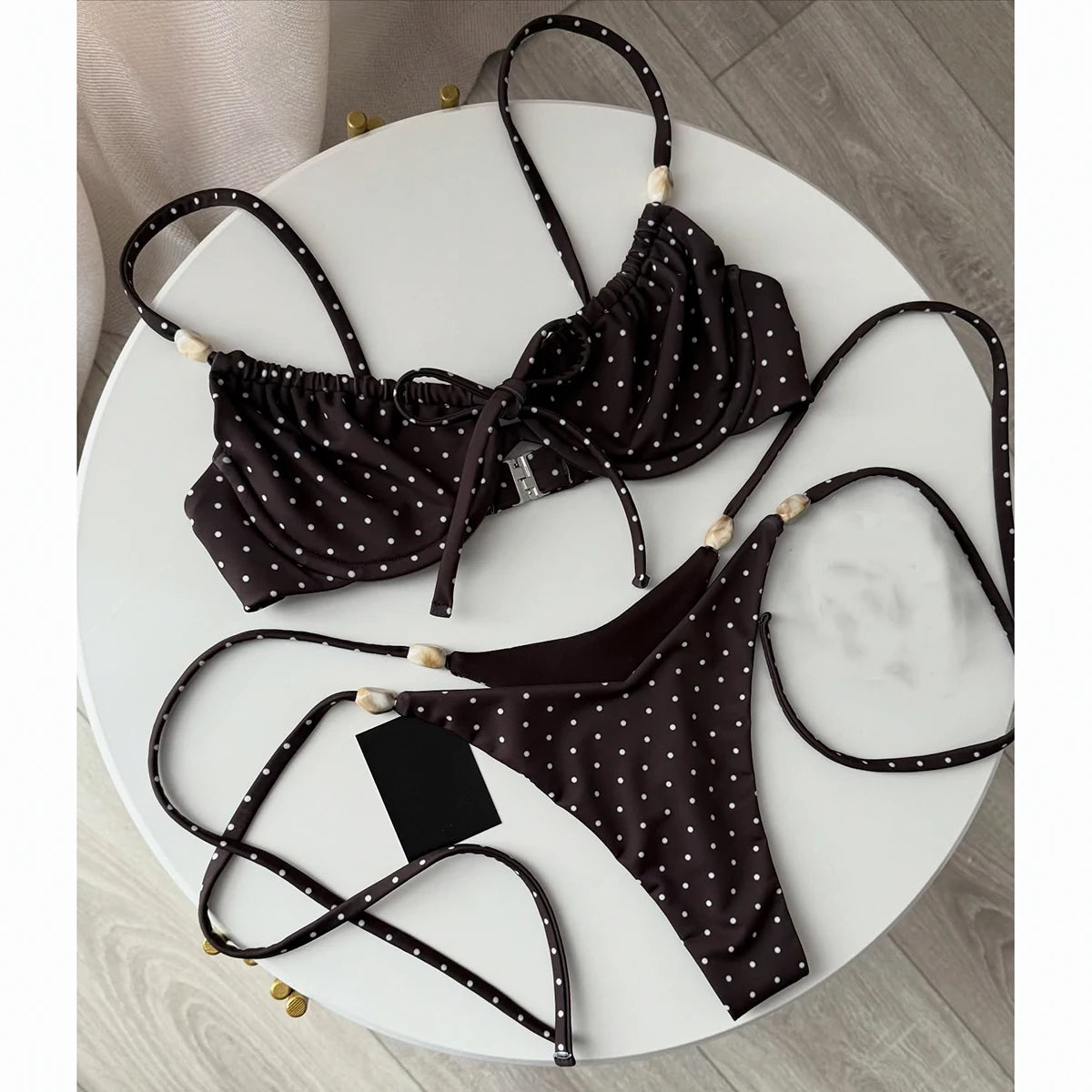 Push Up Bikinis  Sexy Women Swimsuit Swimwear Female Bikini Set Beads Biquini Bathing Suit Dot Swimming Suit Beachwear