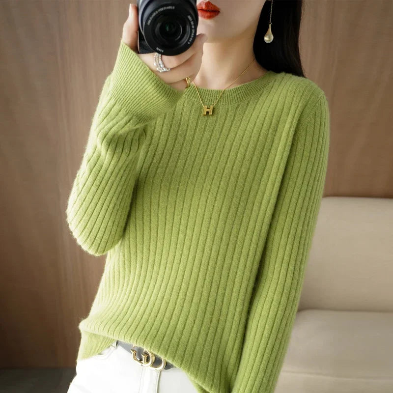 Women Sweaters Autumn Winter Long Sleeve Pullovers O-neck Stripe Warm Pullover Korean Fashion Bottoming Shirts Loose Jumper