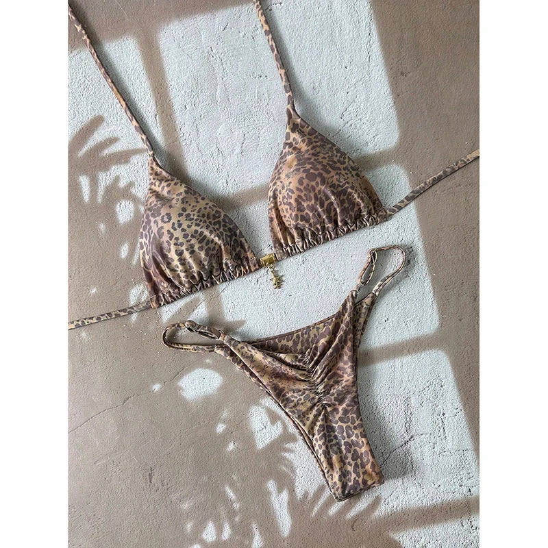 Micro Bikini Women Swimsuit Two-Piece Bathing Suit Woman Swimwear  Sexy Leopard Push Up Thong Bikinis Sets Beachwear Summer