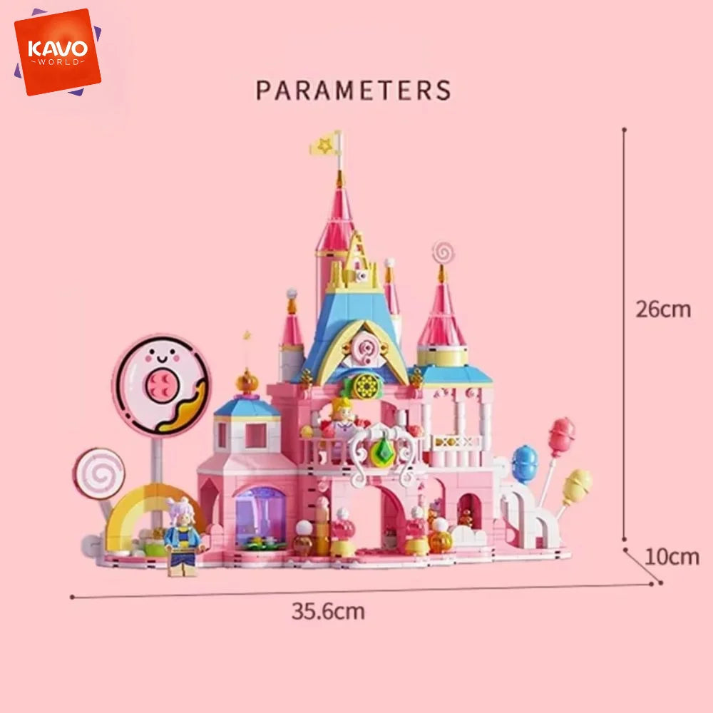 KAVOWORLD 692pcs Candy Fairy Tale Macaron Princess Castle Building Set Detachable STEM Creative Educational Toy Gifts for Girls