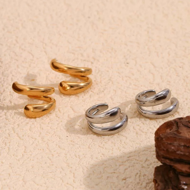 Punk Piercless Ear Clip Earring for Women Classic Gold Color Trendy Earcuff Earrings Girl Y2K Gift Simple Daily Wear Jewelry