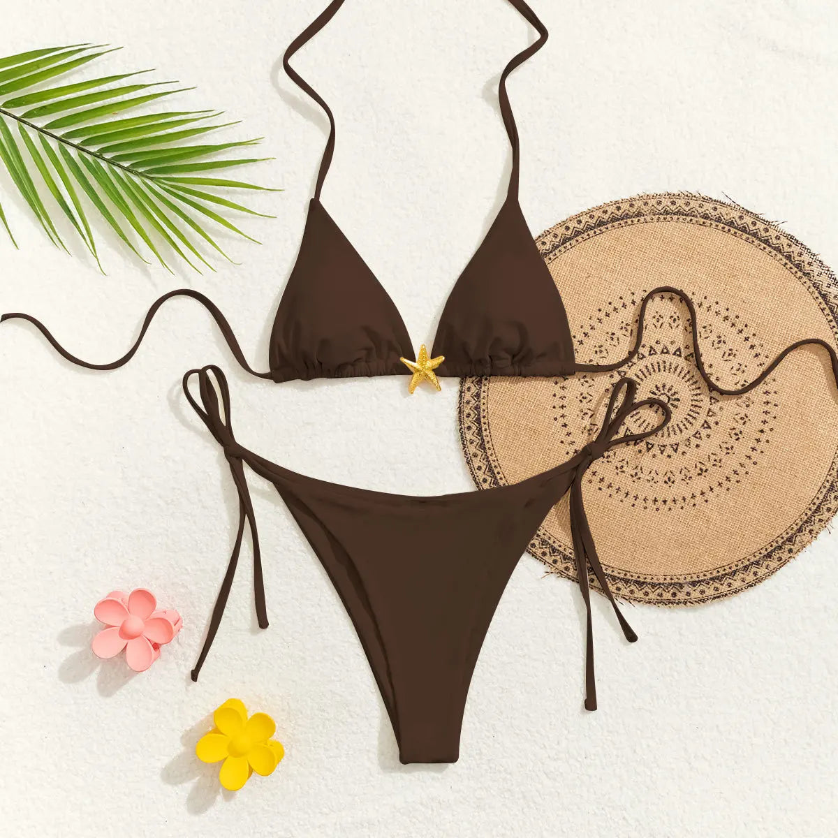 " New Triangle Bikini Set - Floral Print Push Up Swimsuit & Brazilian Bottoms"