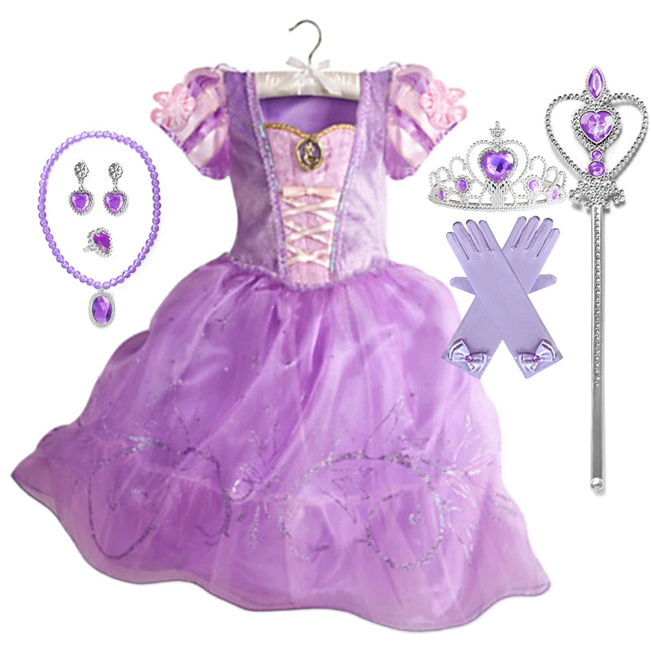 Summer Princess Costume Party Fancy Flower Vestido New  Christmas Birthday Carnival Dress Up Rapunzal Belle Disguise Frock