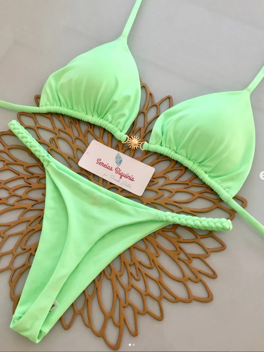 Micro Bikinis  Women Swimsuit New Sexy Swimwear Halter Bikini Set Brazilian Biquini Female Thong Beachwear Party Wear