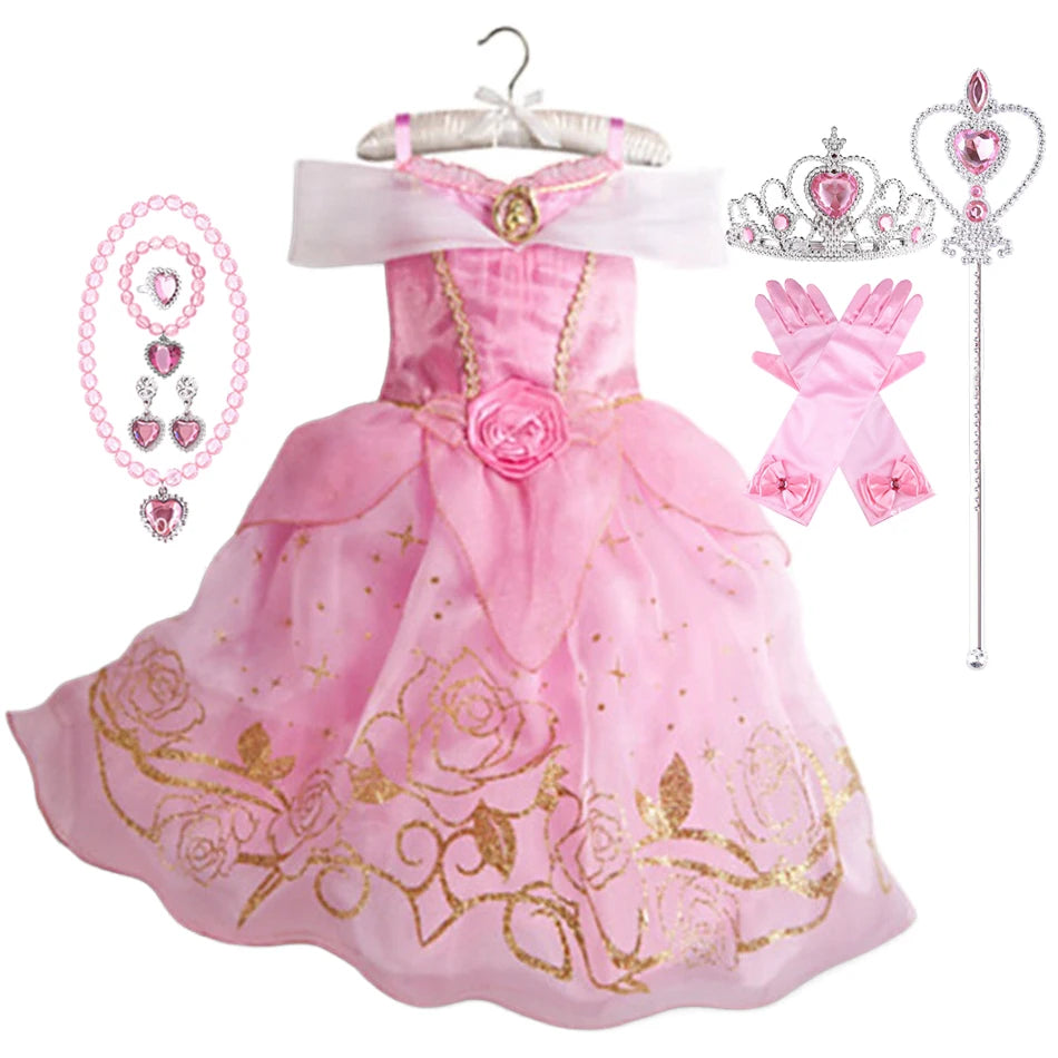 Summer Princess Costume Party Fancy Flower Vestido New  Christmas Birthday Carnival Dress Up Rapunzal Belle Disguise Frock