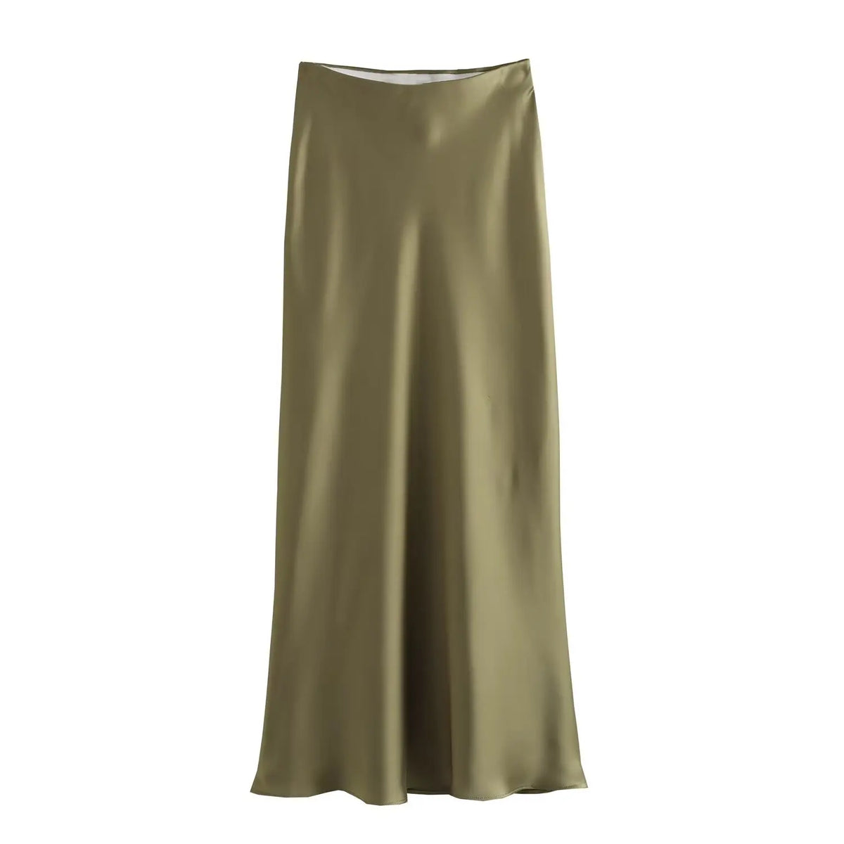 2024 New Women's European And American Style Fashion Silk Satin Texture High Waist Skirt Street Style Elegant Mid-length Skirt