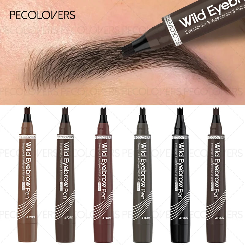 4 Fork Eyebrow Pen,Waterproof Smooth,Non-Dyeing Eyebrow Pencil,Fast drying,Long-Lasting Liquid Eyebrow Pen