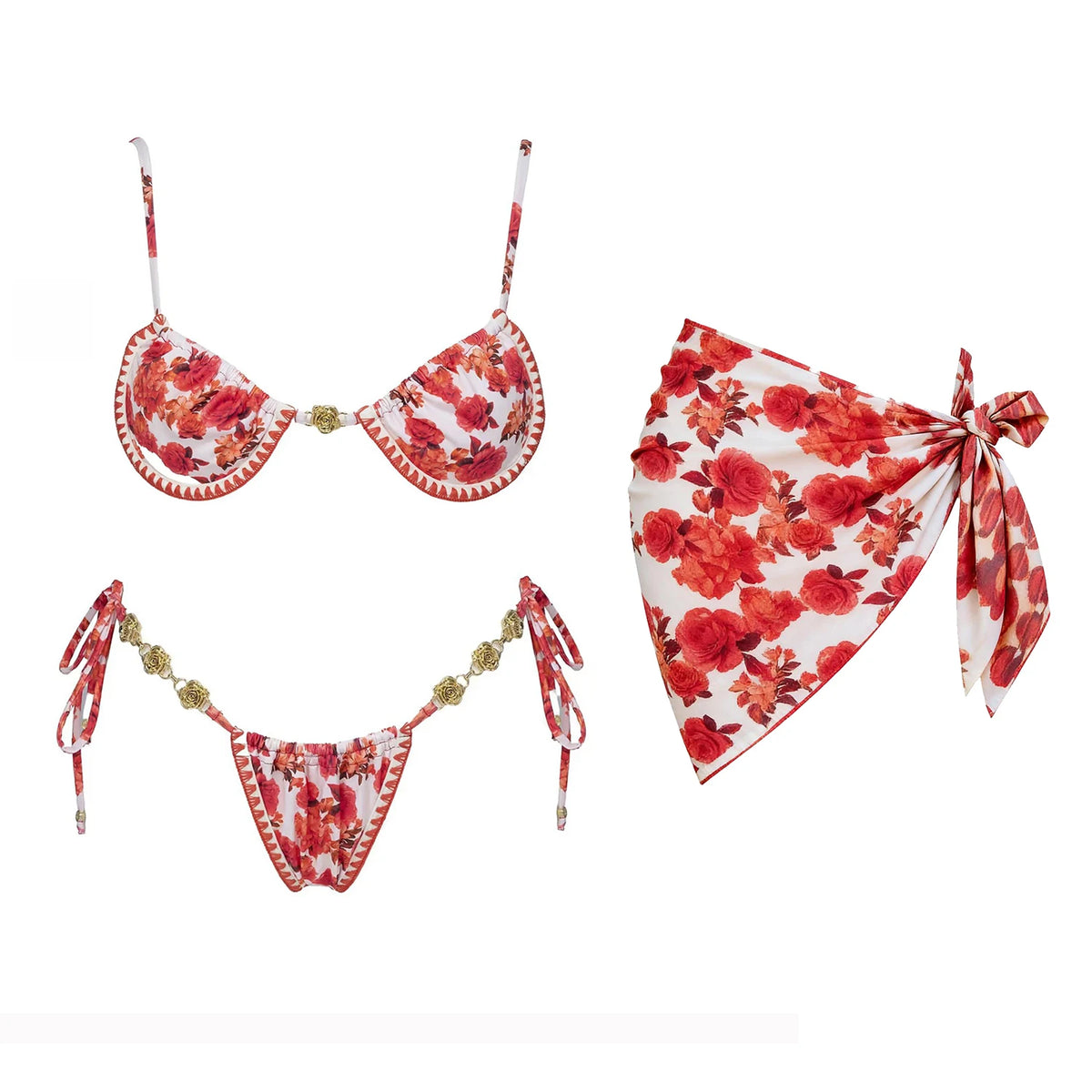 3Pcs Micro Bikini  New Swimwear Women Swimsuit Sexy Brazilian Bikini Set Printed Thong Beachwear Bathing Suit Female Biquini