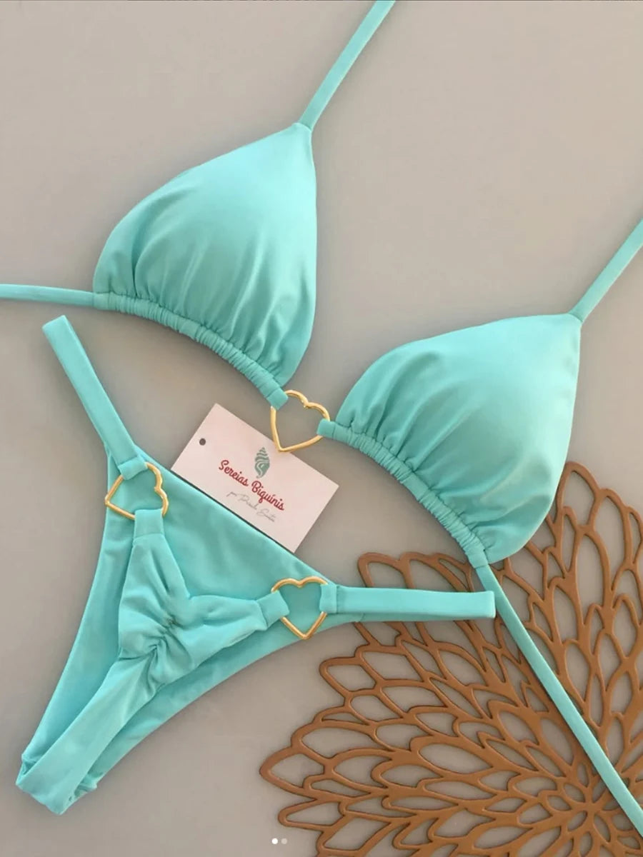 Micro Bikinis  Women Swimsuit New Sexy Swimwear Halter Bikini Set Brazilian Biquini Female Thong Beachwear Party Wear