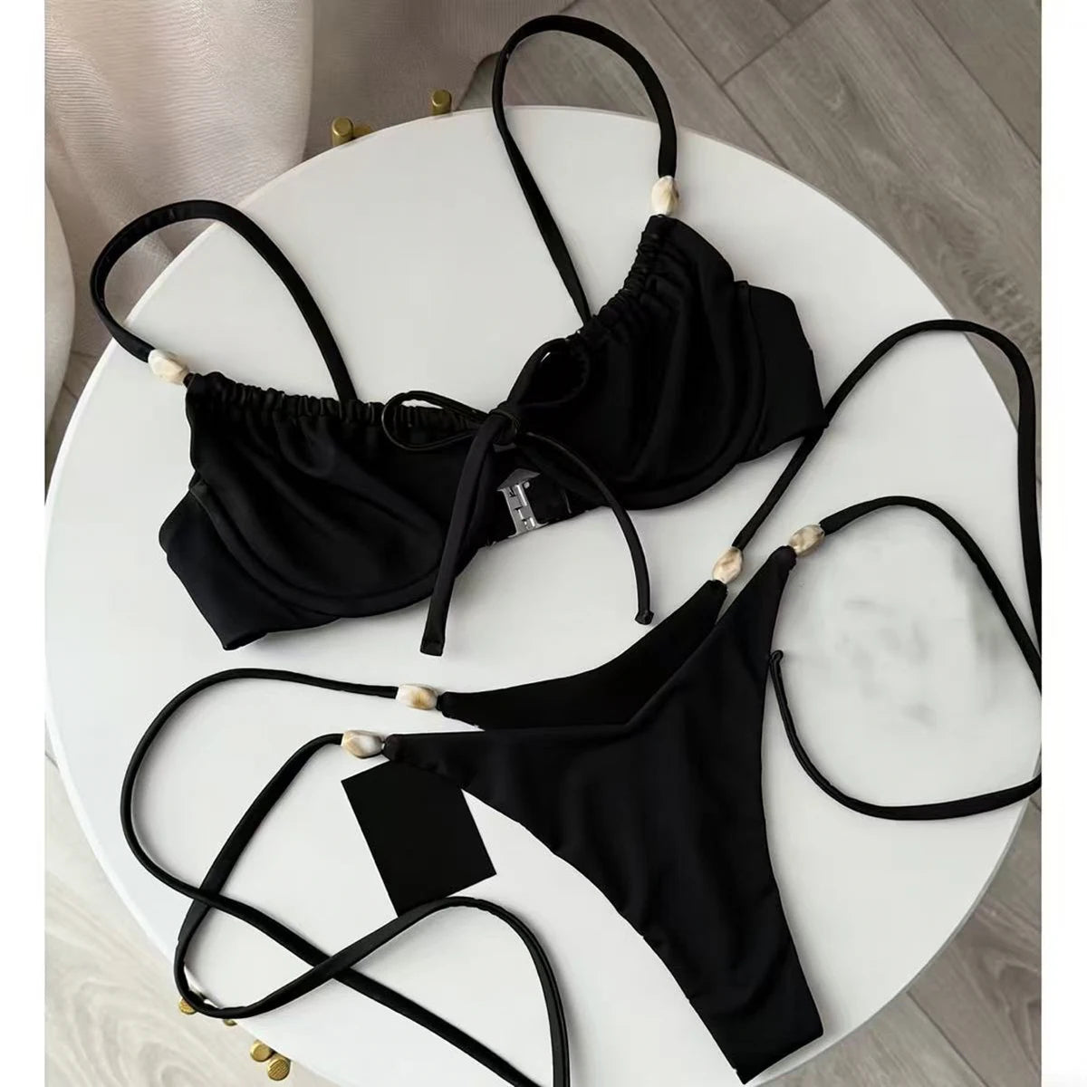 Push Up Bikinis  Sexy Women Swimsuit Swimwear Female Bikini Set Beads Biquini Bathing Suit Dot Swimming Suit Beachwear