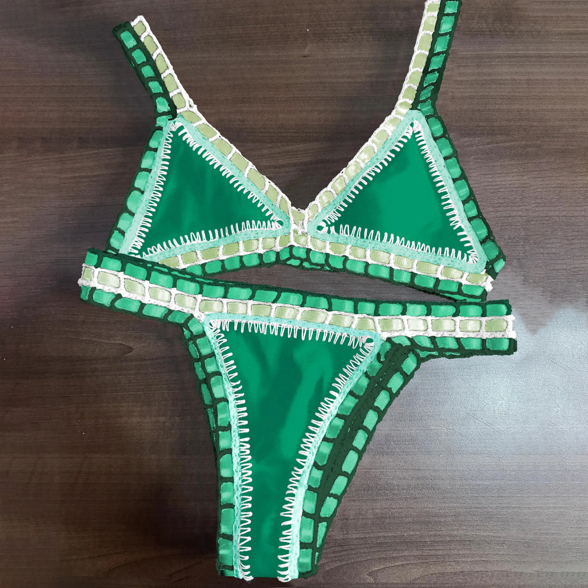 Pink Crochet Bikini  Sexy Women Swimsuit Female Swimwear Micro Bikini Set Bandeau Swimming Suit Beachwear Brazilian Biquini