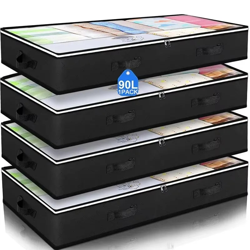 Underbed Quilt Storage Bag Large Capacity Non-woven Foldable Clothing Sorting Bag Dustproof Storage Box Wardrobe Organizer