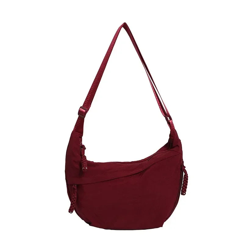 Women'S Simple Solid Color Canvas Dumpling Bag Casual Handbag Personalized Men'S Shoulder Bag Daily Use