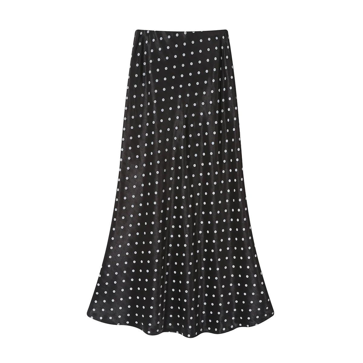 Seoulish Vintage Polka Dot Satin Mermaid Skirts for Women  New Spring Summer High Waist Casual Mid Length Women's Skirts