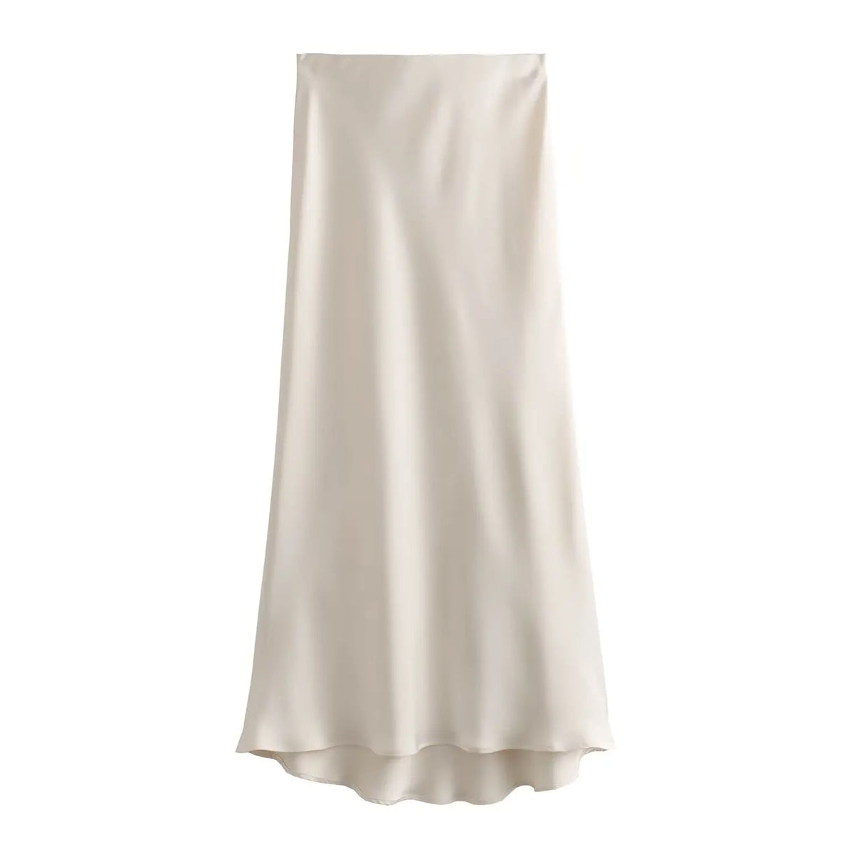 2024 New Women's European And American Style Fashion Silk Satin Texture High Waist Skirt Street Style Elegant Mid-length Skirt