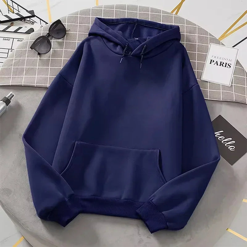 white Hoodies men women Autumn Long Sleeve Pullover Tops Casual Pocket Hoodies Unisex Outer Loose Sport Wear