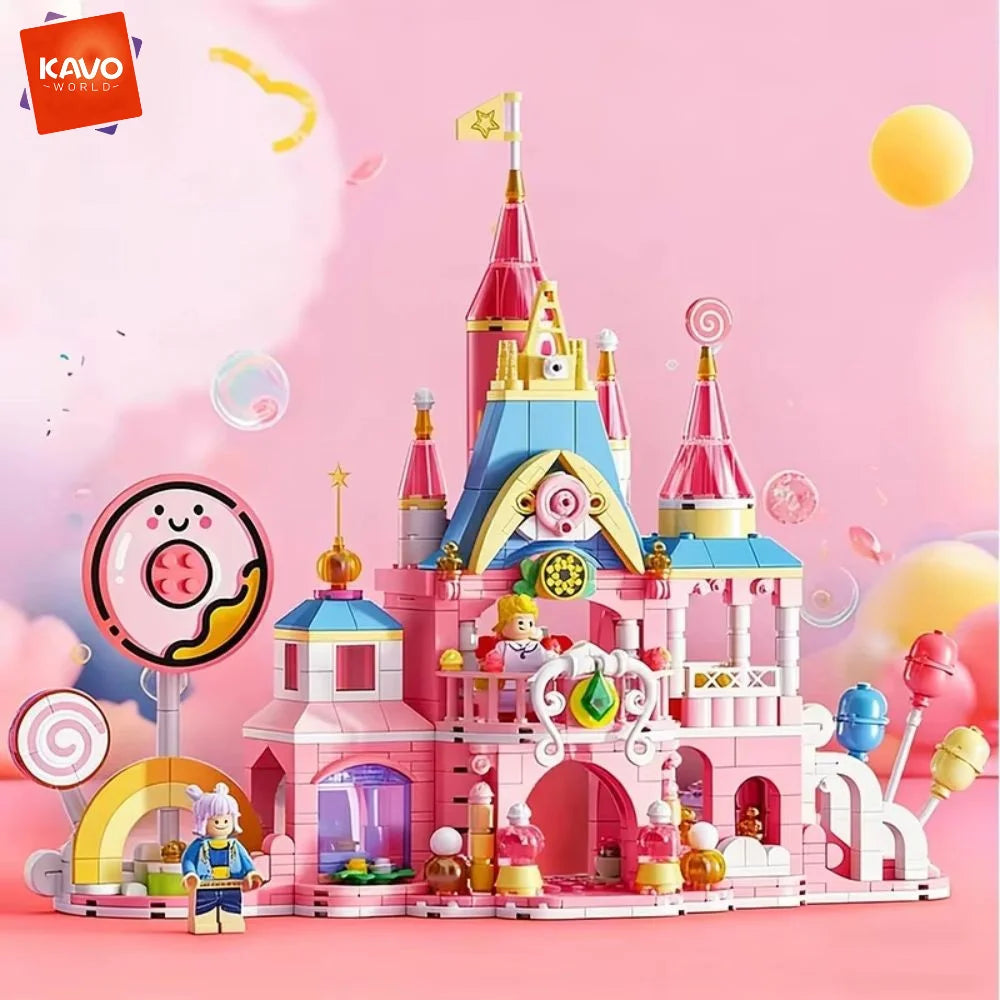 KAVOWORLD 692pcs Candy Fairy Tale Macaron Princess Castle Building Set Detachable STEM Creative Educational Toy Gifts for Girls