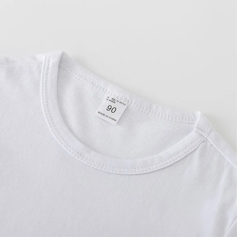 Kids Cotton Long Sleeve Tee Crew Neck Basic Tops Casual Soft Breathable T-Shirt Boys Girls Spring 2-8Y Children Clothes