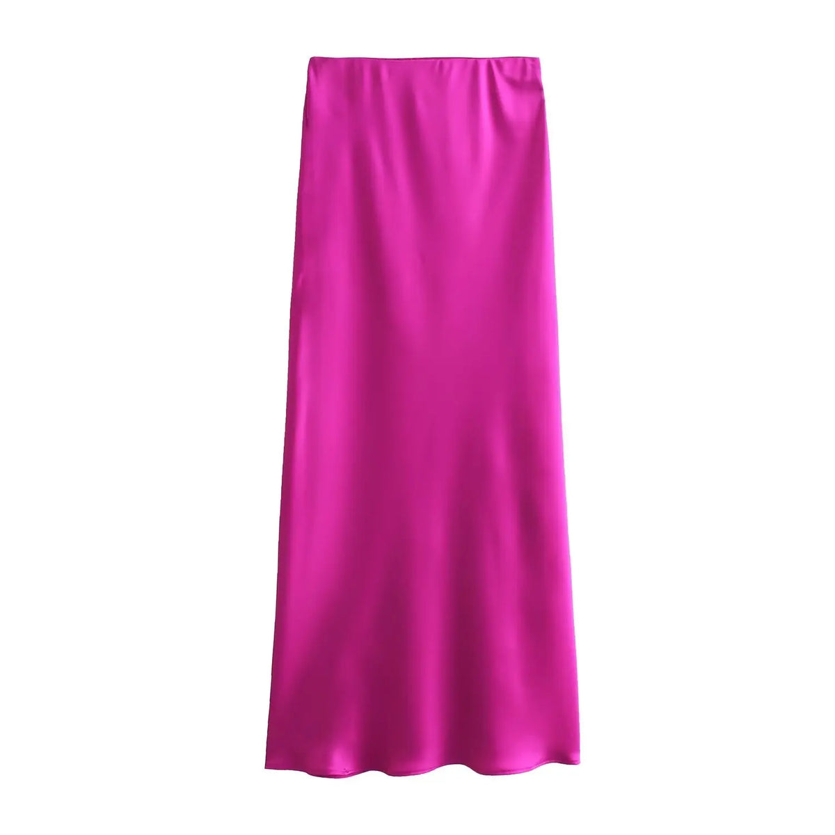 2024 New Women's European And American Style Fashion Silk Satin Texture High Waist Skirt Street Style Elegant Mid-length Skirt