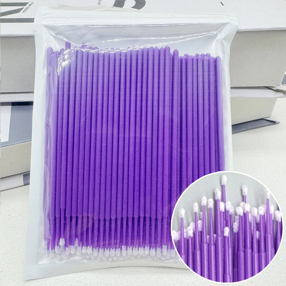 100PCS Crystal Micro Brush Disposable Lashes Removing Swab Mascara Wands Applicator Eyelash Extension Brushes Makeup Tools