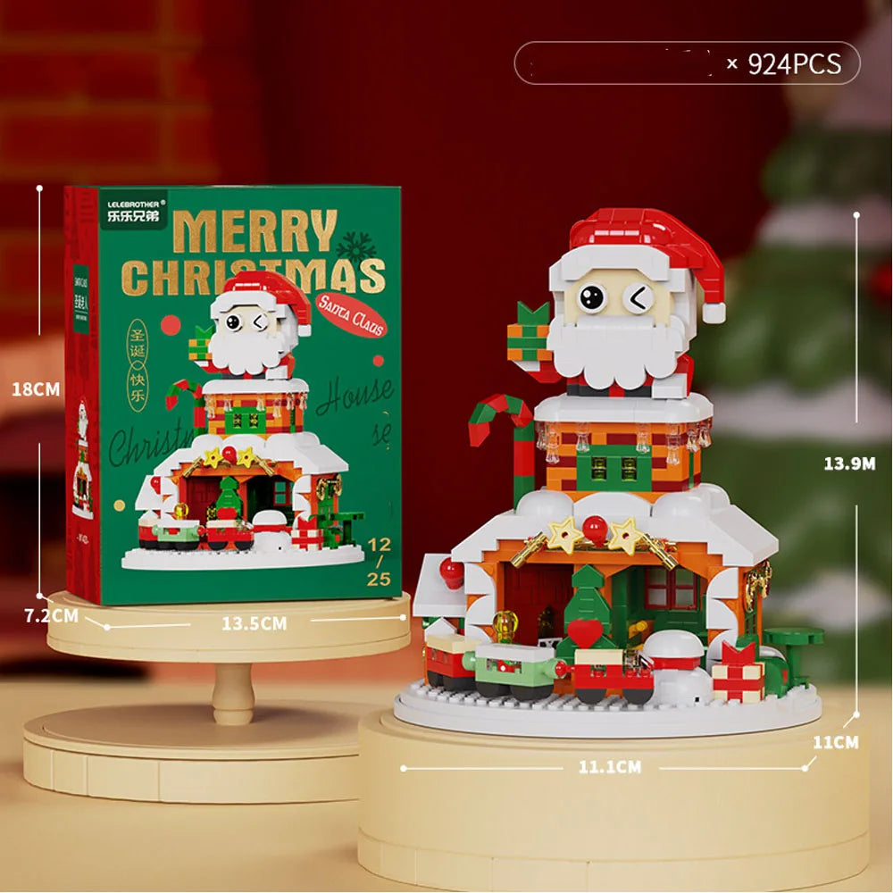Christmas Gifts Micro Building Block Series Santa Claus Reindeer Puzzle Assembling Bricks Table Decoration Toys Children Kids