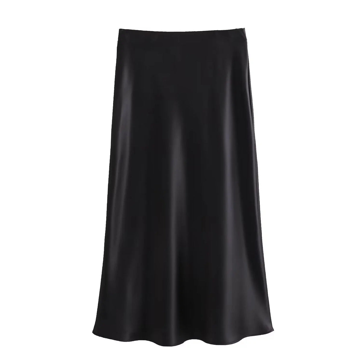 2024 New Women's European And American Style Fashion Silk Satin Texture High Waist Skirt Street Style Elegant Mid-length Skirt