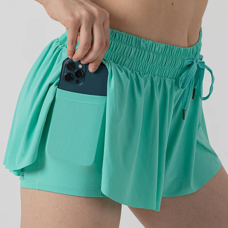 2 in 1 Jogger Flowy Athletic Shorts for Women Gym Yoga Workout Running Tennis Skirt Comfy Skort Lounge Cute Clothes Casual Wear