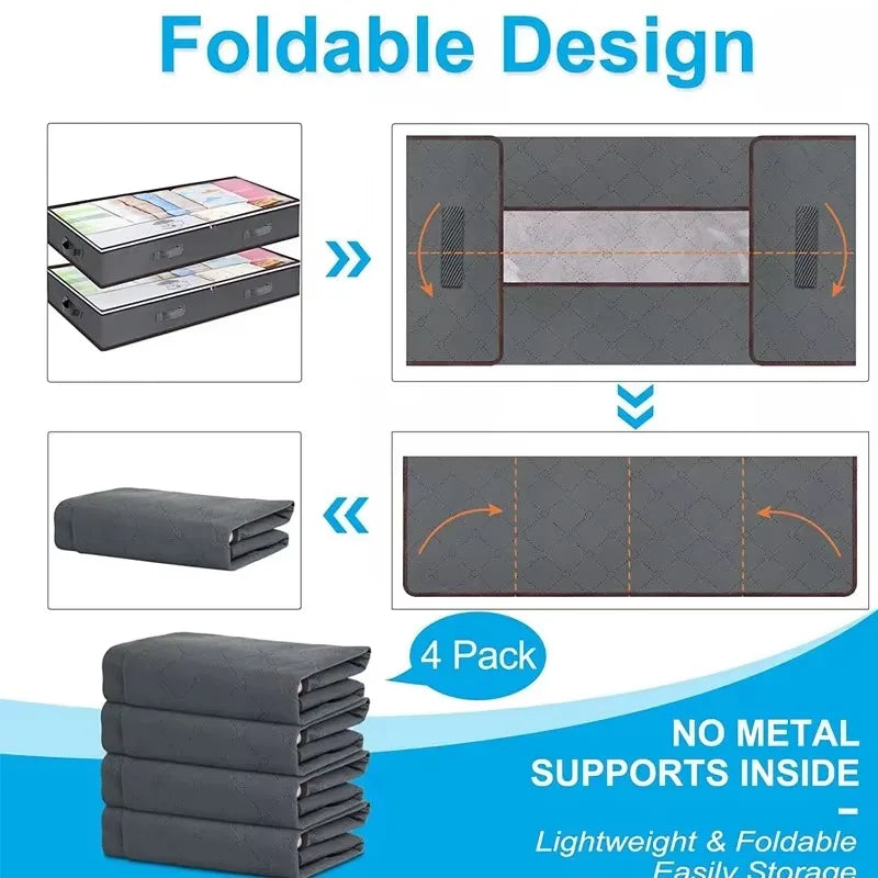Underbed Quilt Storage Bag Large Capacity Non-woven Foldable Clothing Sorting Bag Dustproof Storage Box Wardrobe Organizer