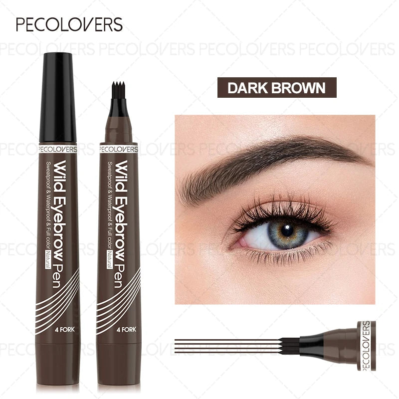 4 Fork Eyebrow Pen,Waterproof Smooth,Non-Dyeing Eyebrow Pencil,Fast drying,Long-Lasting Liquid Eyebrow Pen