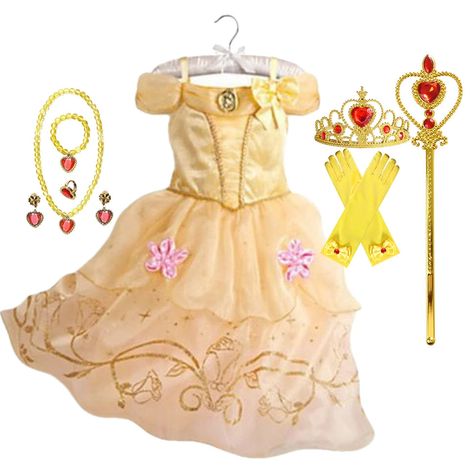 Summer Princess Costume Party Fancy Flower Vestido New  Christmas Birthday Carnival Dress Up Rapunzal Belle Disguise Frock