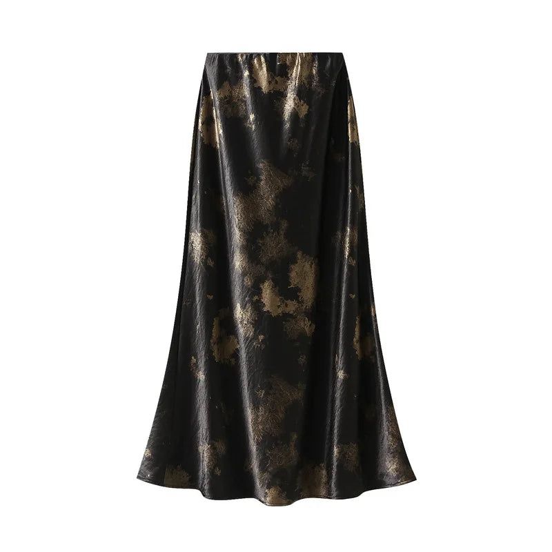 Seoulish Vintage Polka Dot Satin Mermaid Skirts for Women  New Spring Summer High Waist Casual Mid Length Women's Skirts
