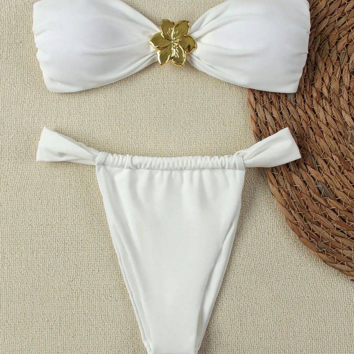 " Sexy Bandeau Push-Up Bikini Set - Brazilian Thong Swimwear for Women"